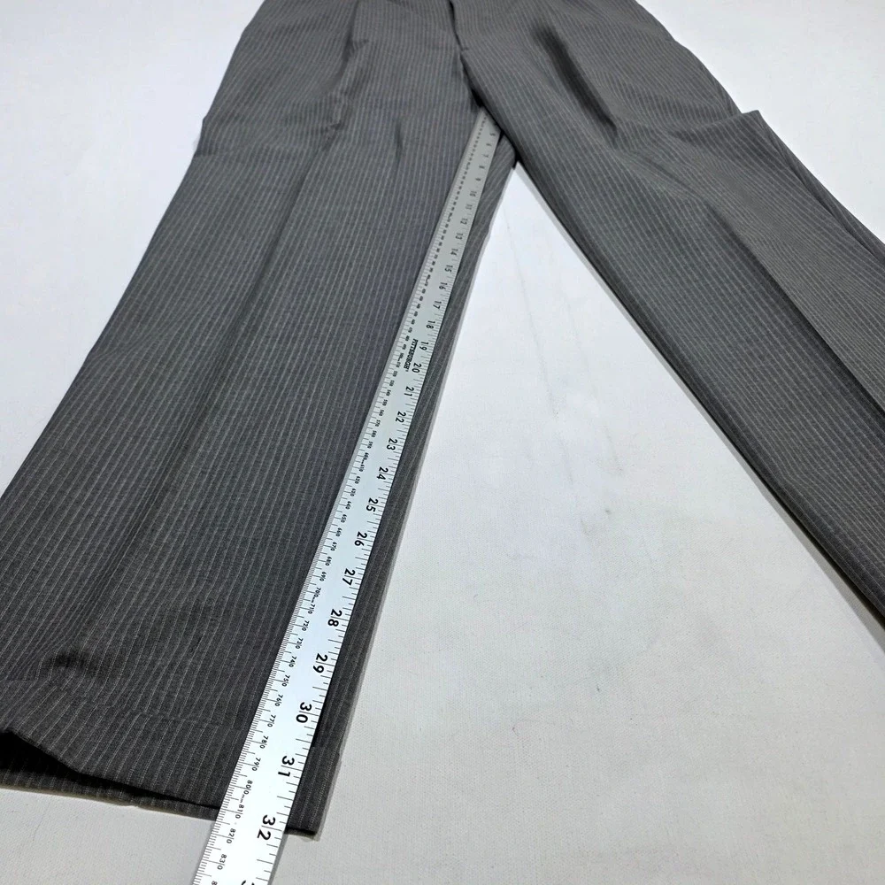Tasso Elba Suit Mens 42R Gray Pinstripe 100% Wool 2 Piece Blazer Trousers Set